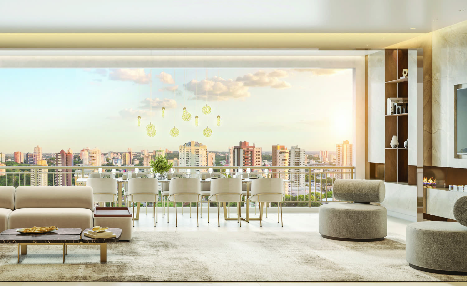 Living do apartamento de 147 m²